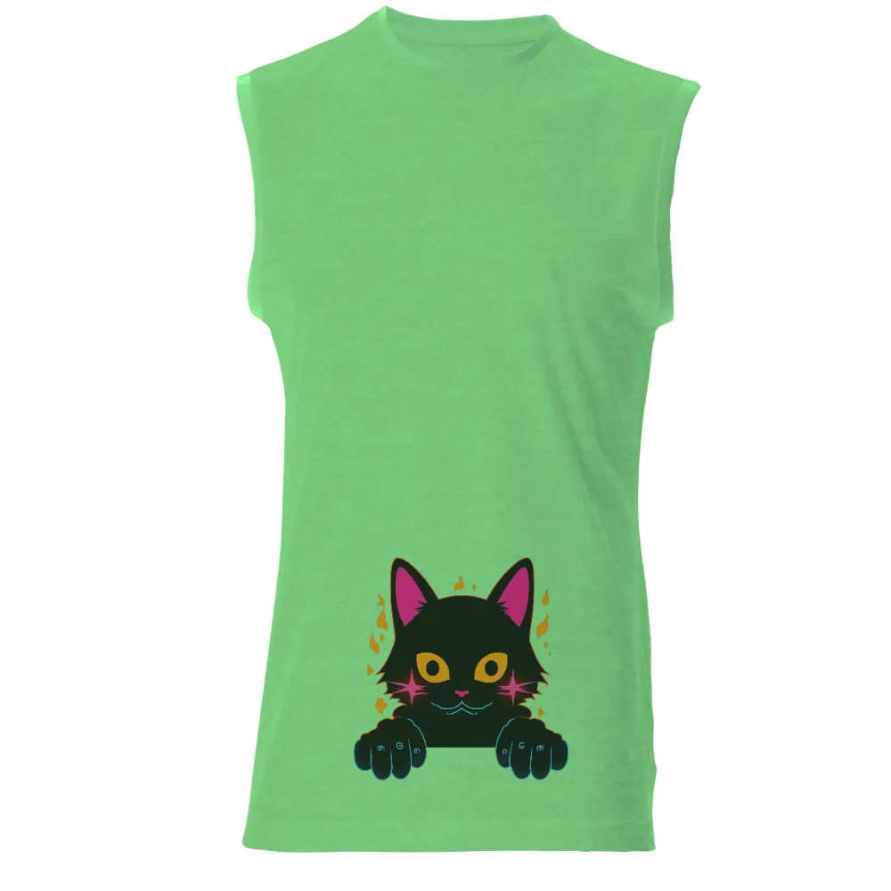 Custom T-Shirt Printing: Neon Cyberpunk Black Cat Adventure|elton john neon tour t shirt