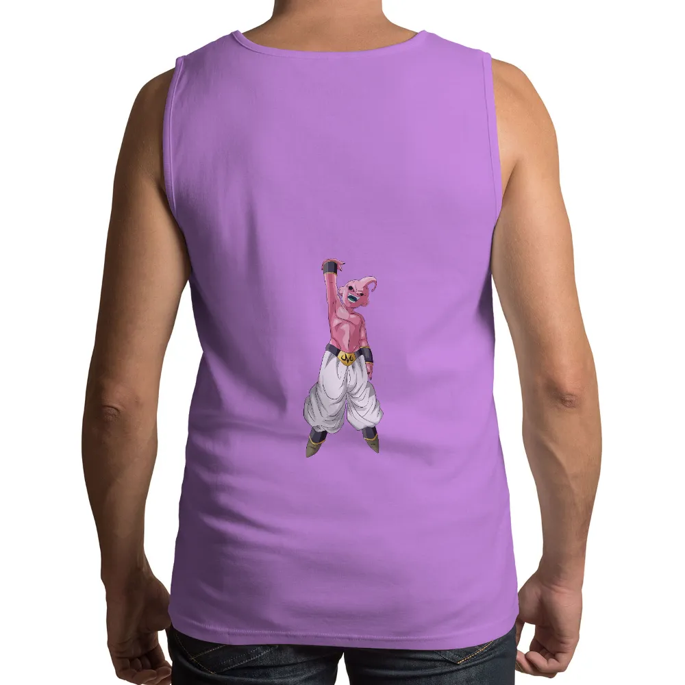 Custom T-Shirt Printing: Majin Buu - Iconic Anime Character|men hot pink graphic tee