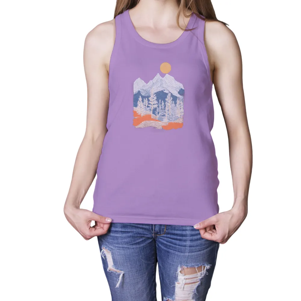 TShirt Design: Majestic Mountains and Serene Forest|mothers day tshirt design