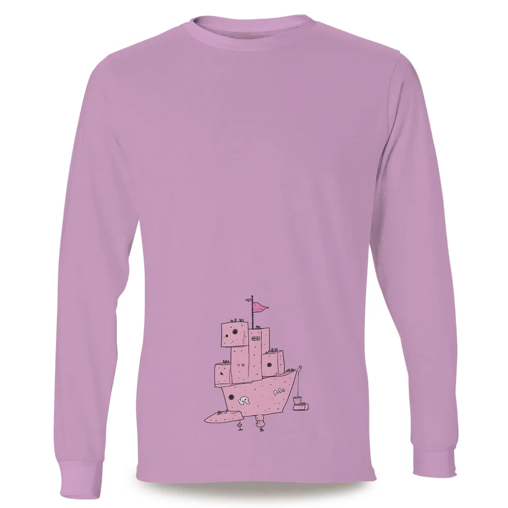 Tee Shirt Printing: The Dream Voyager - Whimsical Pink Ship Adventure|field of dreams game shirts