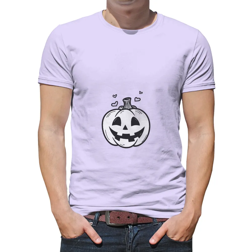 TShirt Design: Cheerful Pumpkin Glow for Halloween|men's art cotton colorful printed loose casual shirts