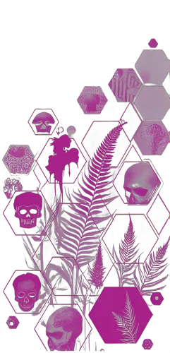 Graphic Tees: Pink Skulls & Ferns - Artistic Design