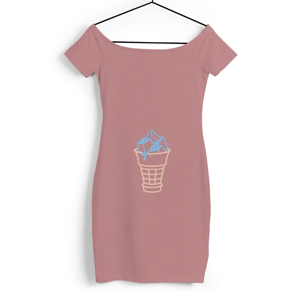 T-Shirts Pattern: Ice Cream Cubes in a Waffle Cone| Futuristic ice cream design