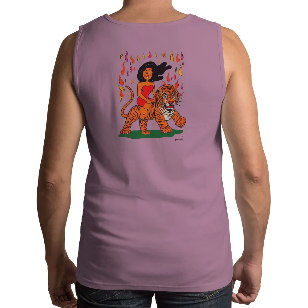 Graphic Tees: Strength and Courage - Tiger and Woman|flames capfriendly