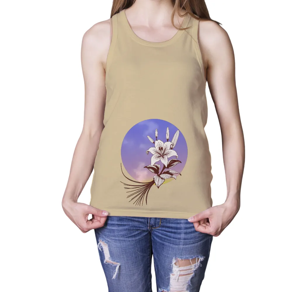 T-Shirts Design: Lily in Bloom - Nature's Elegance| Serene lily illustration