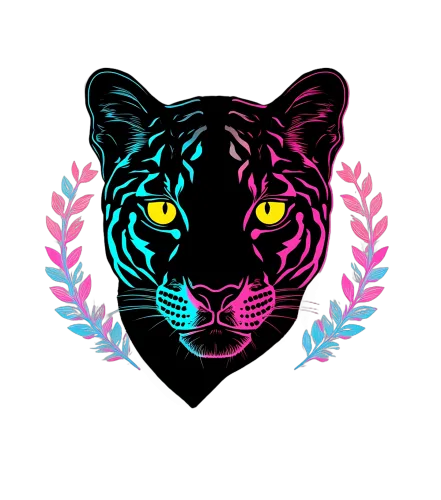 Custom Tee Shirts: Vibrant Tiger Face in Neon Urban Style