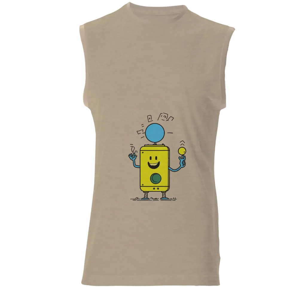 Custom T-Shirt Printing: Cheerful Robot Bleep - Joy, Innovation, and Whimsy|roxy music t shirts sale