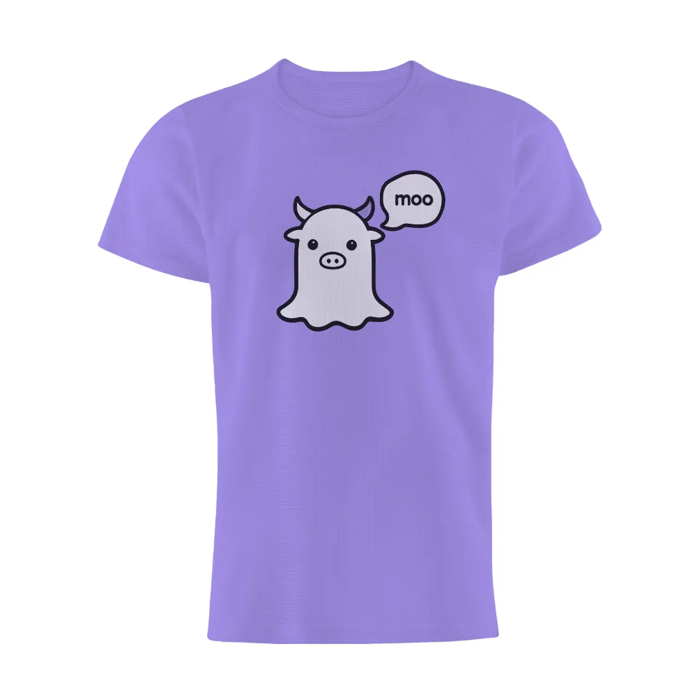 Ghostly Cow T-Shirts Pattern | Whimsical Humor Design| friendly expression