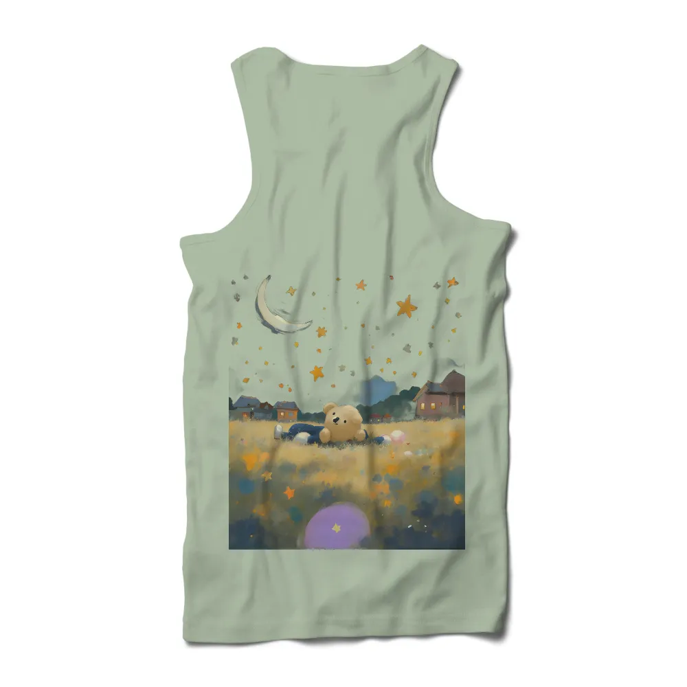 Custom Starry Night Teddy Bear Art: A Serene and Whimsical Design|shirt with teddy bear in pocket