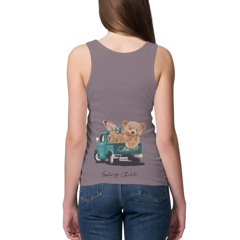 T-Shirts Design: Vintage Truck with Teddy Bear - Chill Out|father's day beer shirt