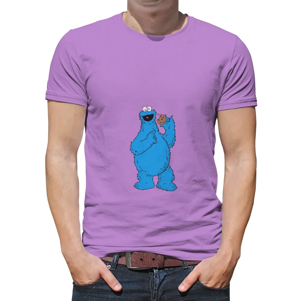 Custom Tee Shirts: Cookie Monster's Chocolate Chip Delight|cartoon character with blue shirt