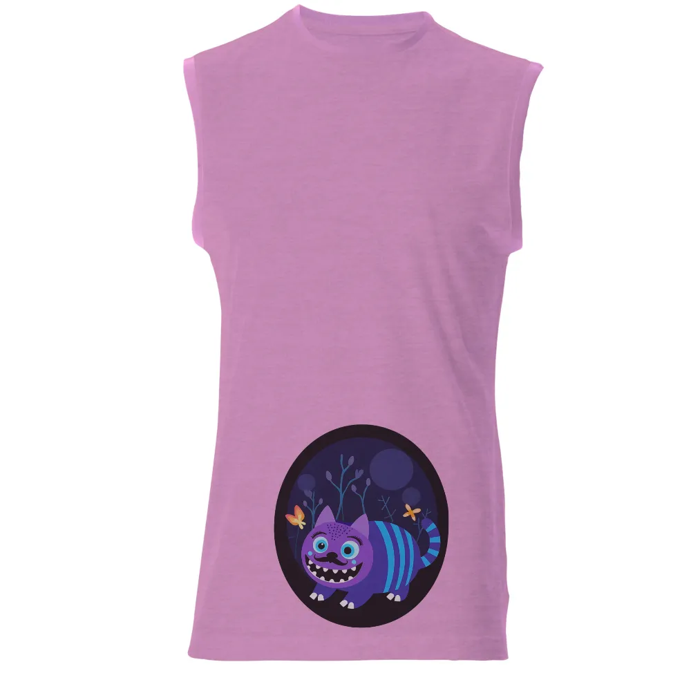 Tee Shirt Printing: Whimsical Purple Cat in a Moonlit Forest|hockey last night