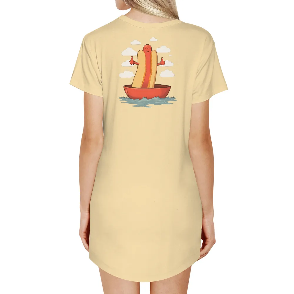 Tee Shirt Printing: Hot Dog Adventure on a Boat - Fun and Positivity|only ny hot dog shirt