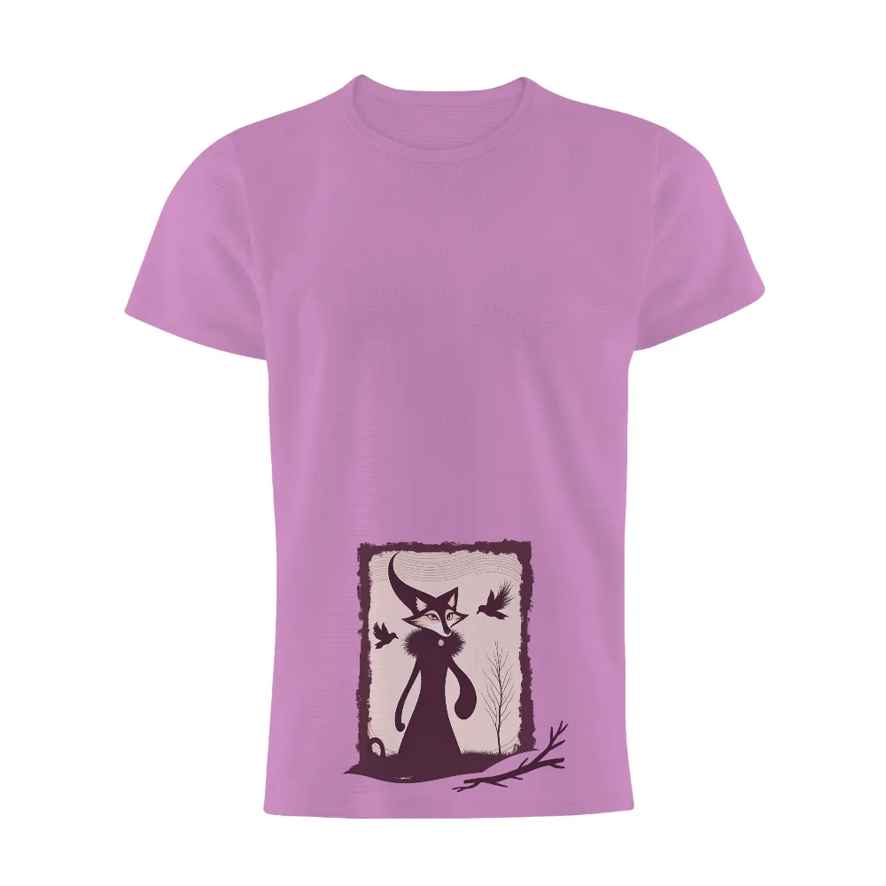 TShirt Design: Enigmatic Fox in the Forest| intricate fur details