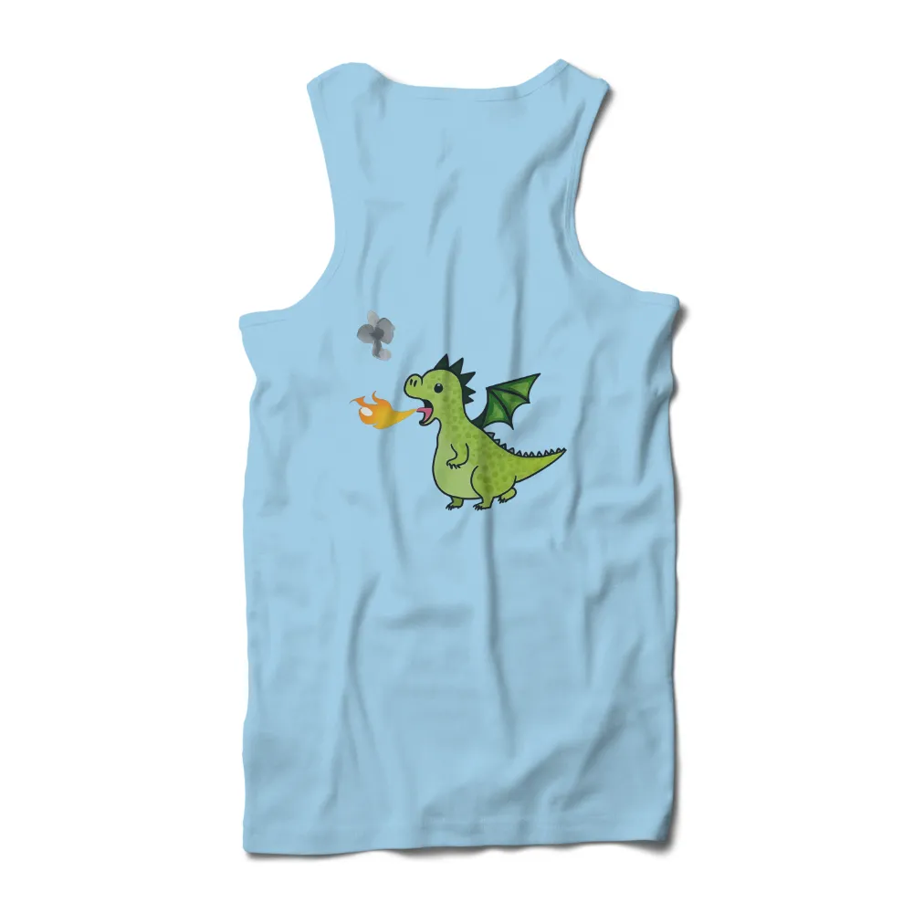 Custom T-Shirt Printing: Whimsical Dragon Adventures with Flame and Cloud| gentle flame