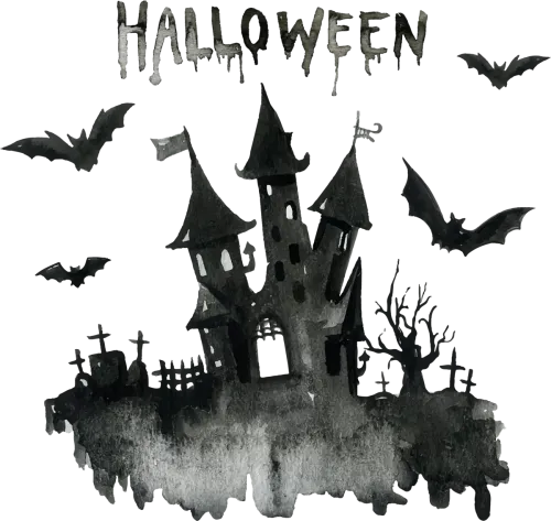 Tee Shirts Printed: Haunted Castle Halloween Design