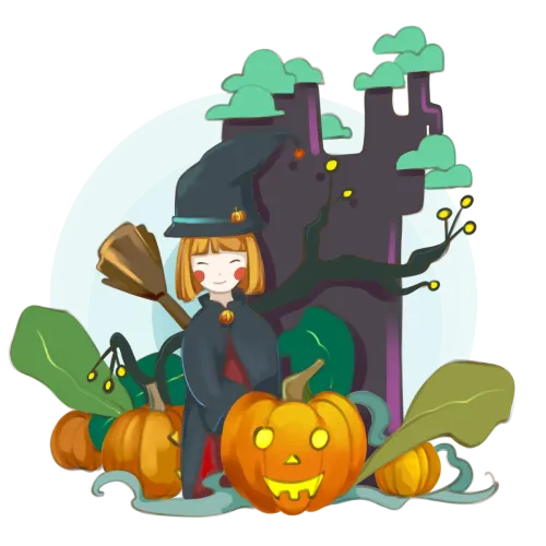 TShirt Design: Whimsical Witch's Halloween Adventure