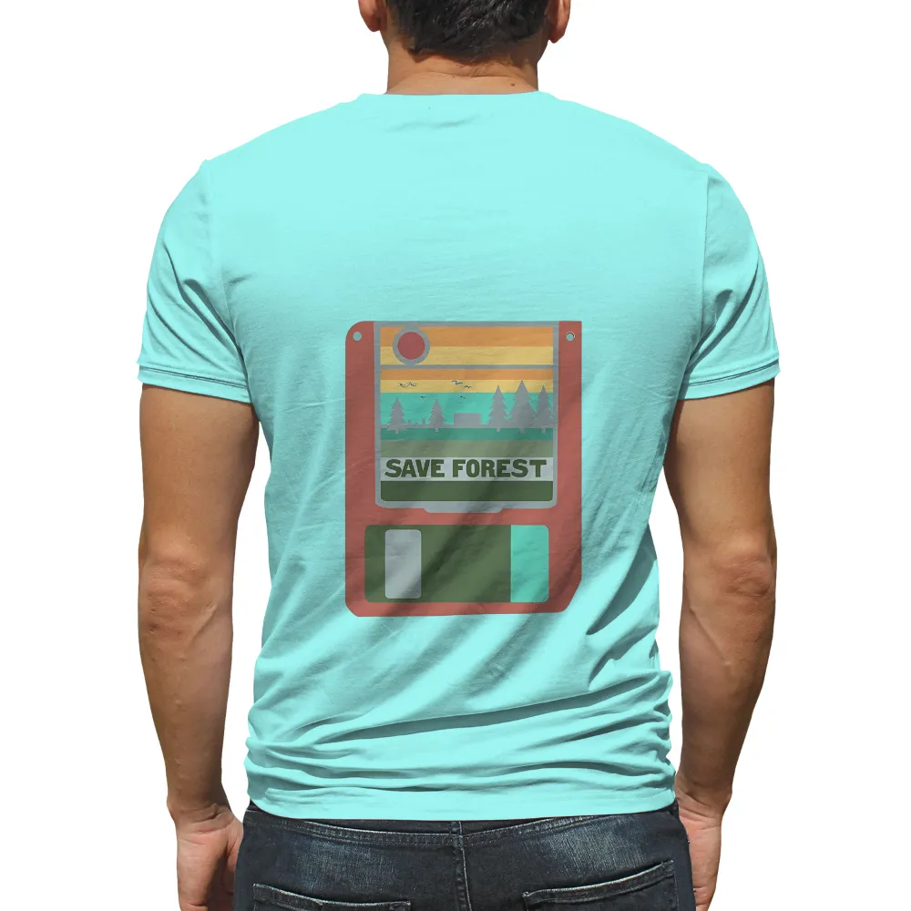 T-Shirts Custom: Save Forest Retro Floppy Disk Design| small house