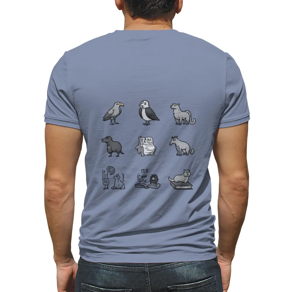 Unique Animal Designs in Unconventional Scenarios|friends shirt with black cartoon characters