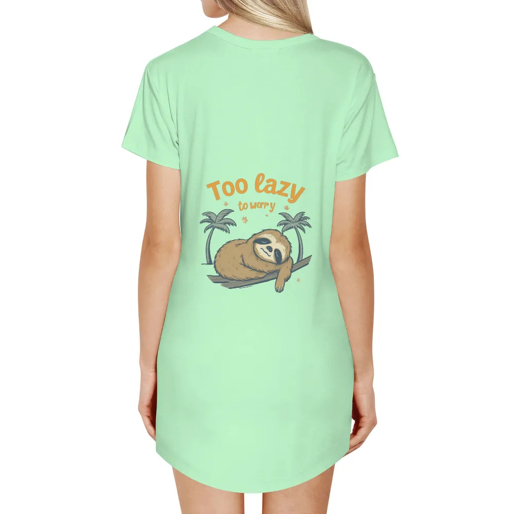 Embrace Relaxation with 'Too Lazy to Worry' Sloth Design|brooks brothers tropical shirt