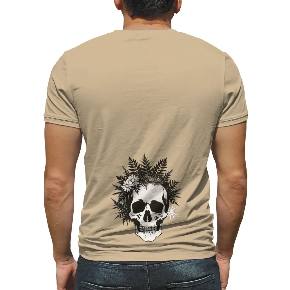 Customized Tee Shirts: Skull with Daisies and Ferns - Artistic Designs|roblox skull shirt