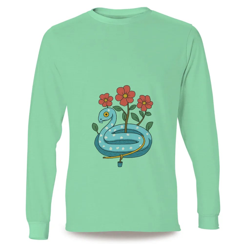 Graphic Tees: Harmony in Nature - Snake and Flowers|and into the garden i go t shirt