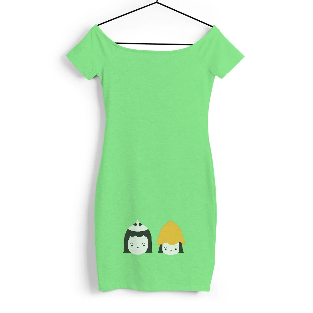 Custom Tee Shirts: Minimalistic Friendship Design|Two characters with a white crown and black hair