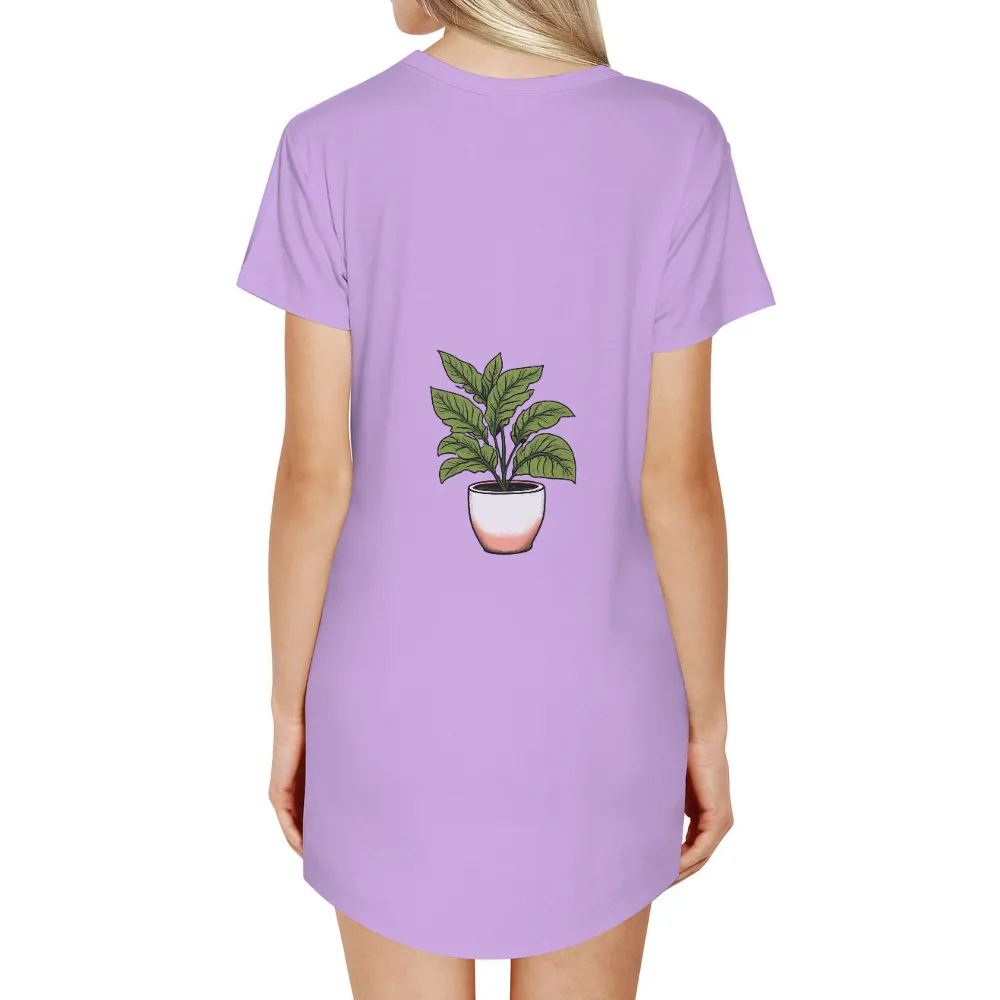 Tee Shirts Printed: Vibrant Green Potted Plant - Nature's Growth|neon green pocket t shirts