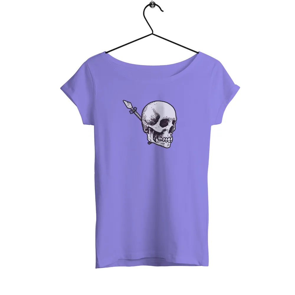 Custom T-Shirt Printing: Defiant Skull with Spear - Artistic Design| Black and white skull