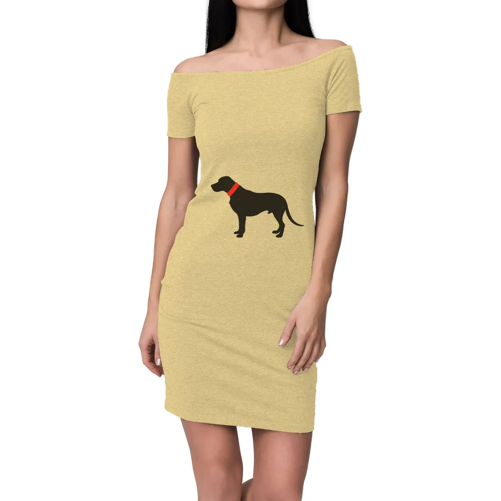 TShirt Printing: Bold Red Collar Dog Silhouette - Companionship and Loyalty|mothers day dog mom shirt