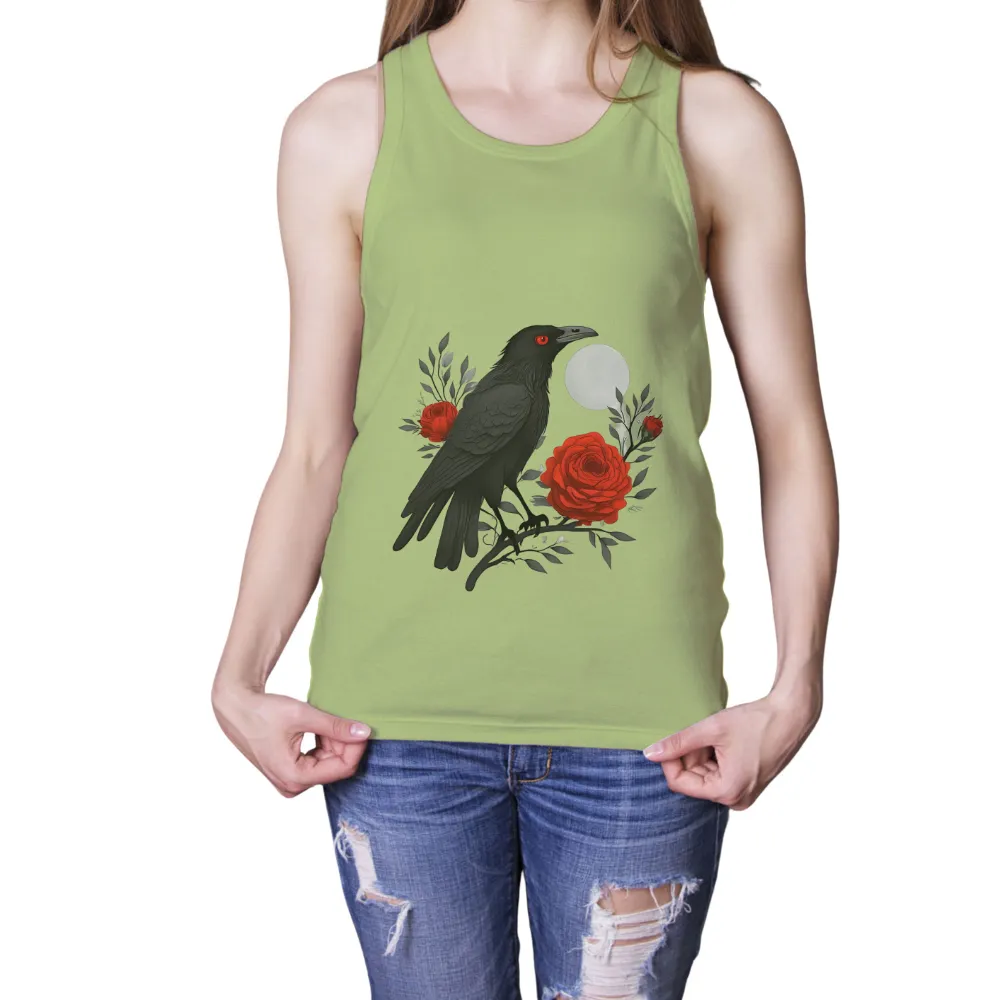 TShirt Design: Crow and Red Roses Under the Moon|nhl games last night