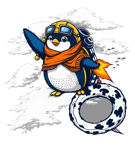 Custom Tee Shirts: Penguin Aviator Adventure