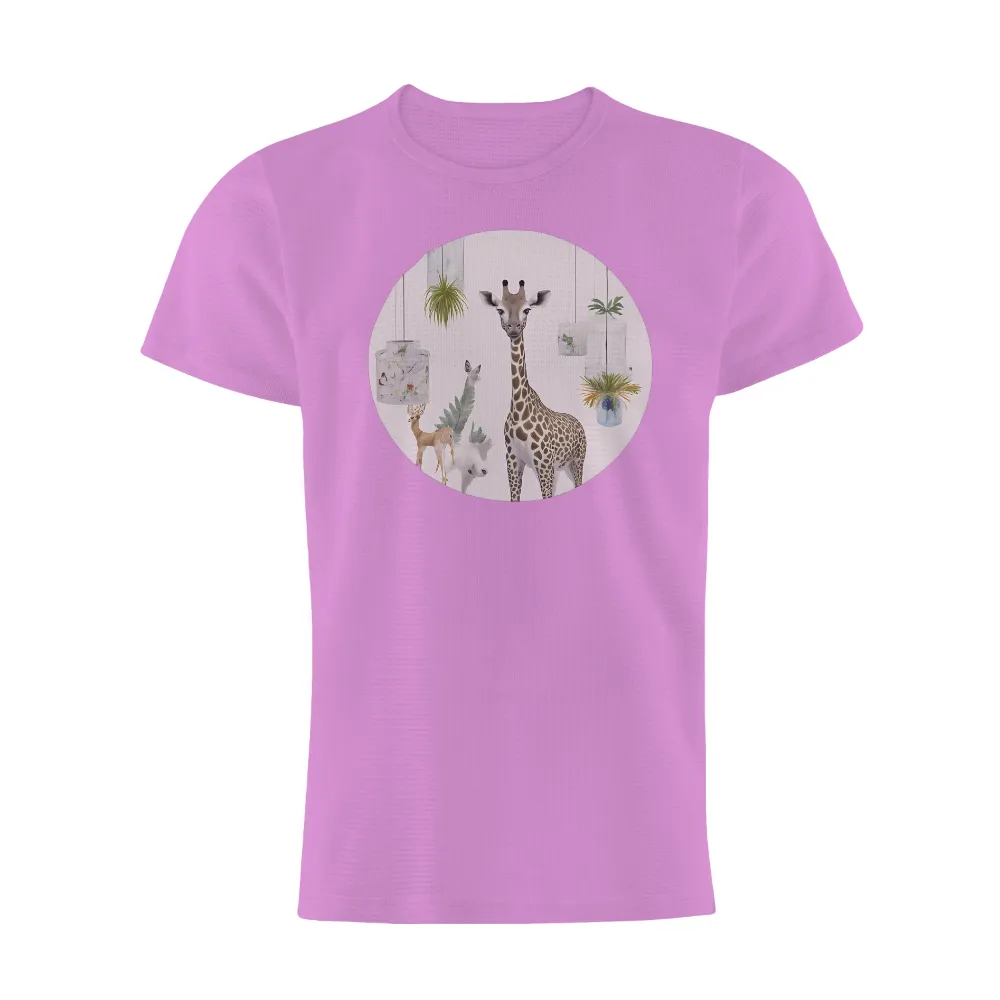 Tee Shirts Printed: Nature Meets Modern - Giraffe & Deer Design|bear with deer antlers t shirt