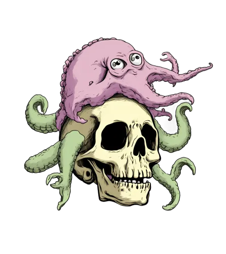 T-Shirt Printing: Skull and Octopus - A Dance of Life and Death