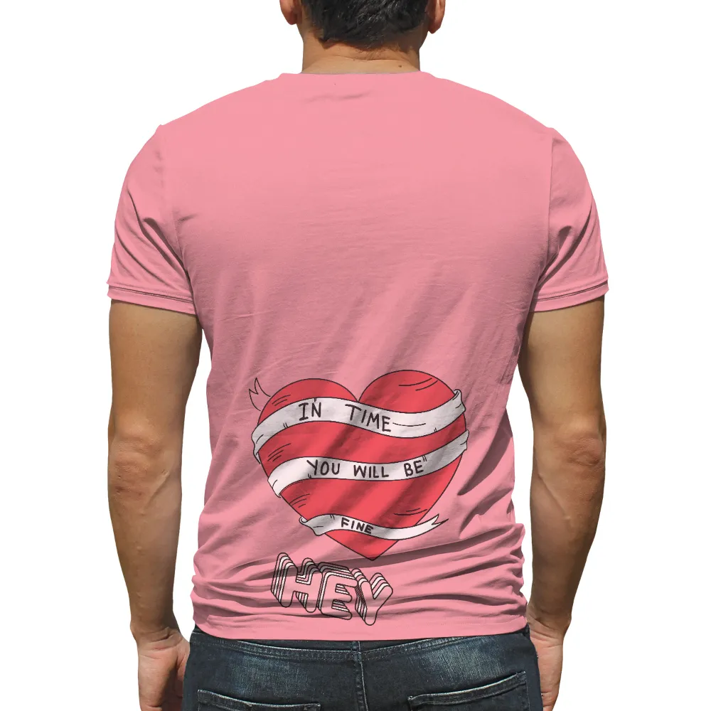 Graphic Tees: In Time You Will Be Fine - Heart Design|men's casual plaid collar button summer shirt