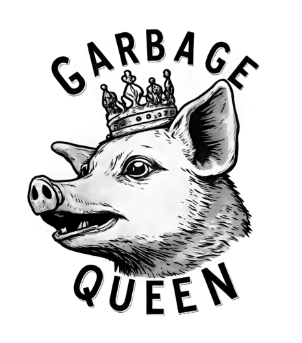 Tee Shirts Printed: Garbage Queen Pig with Crown