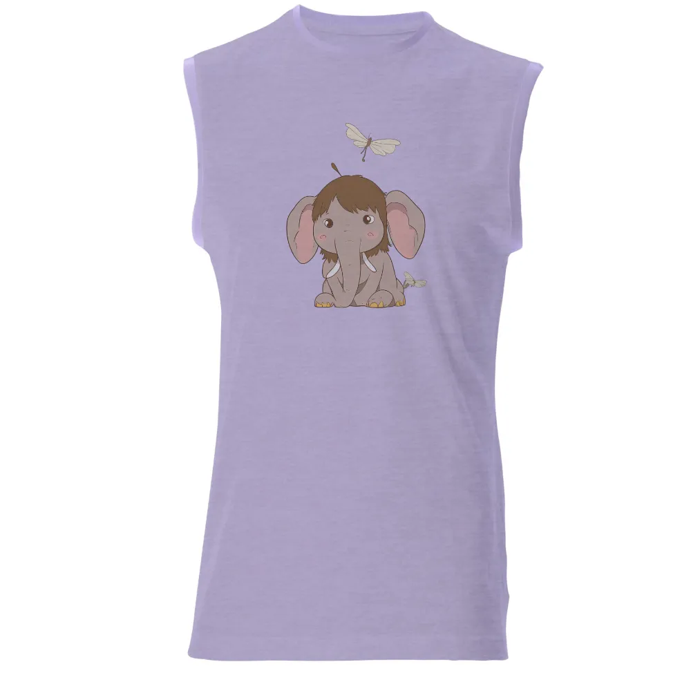 Custom T-Shirt Printing: Whimsical Baby Elephant with Dragonfly - Artistic Design|simplicity tee shirt pattern