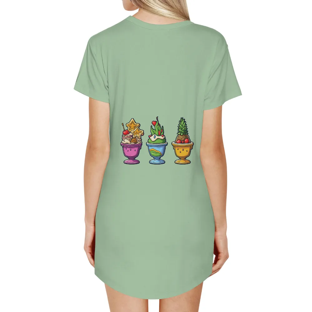 T-Shirt Printing: Whimsical Ice Cream Sundaes - Artistic Designs|mens summer shirts button down