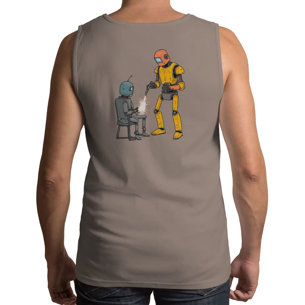 TShirt Design: Robots Collaborating in Cyberpunk Harmony|harmony splatoon shirt