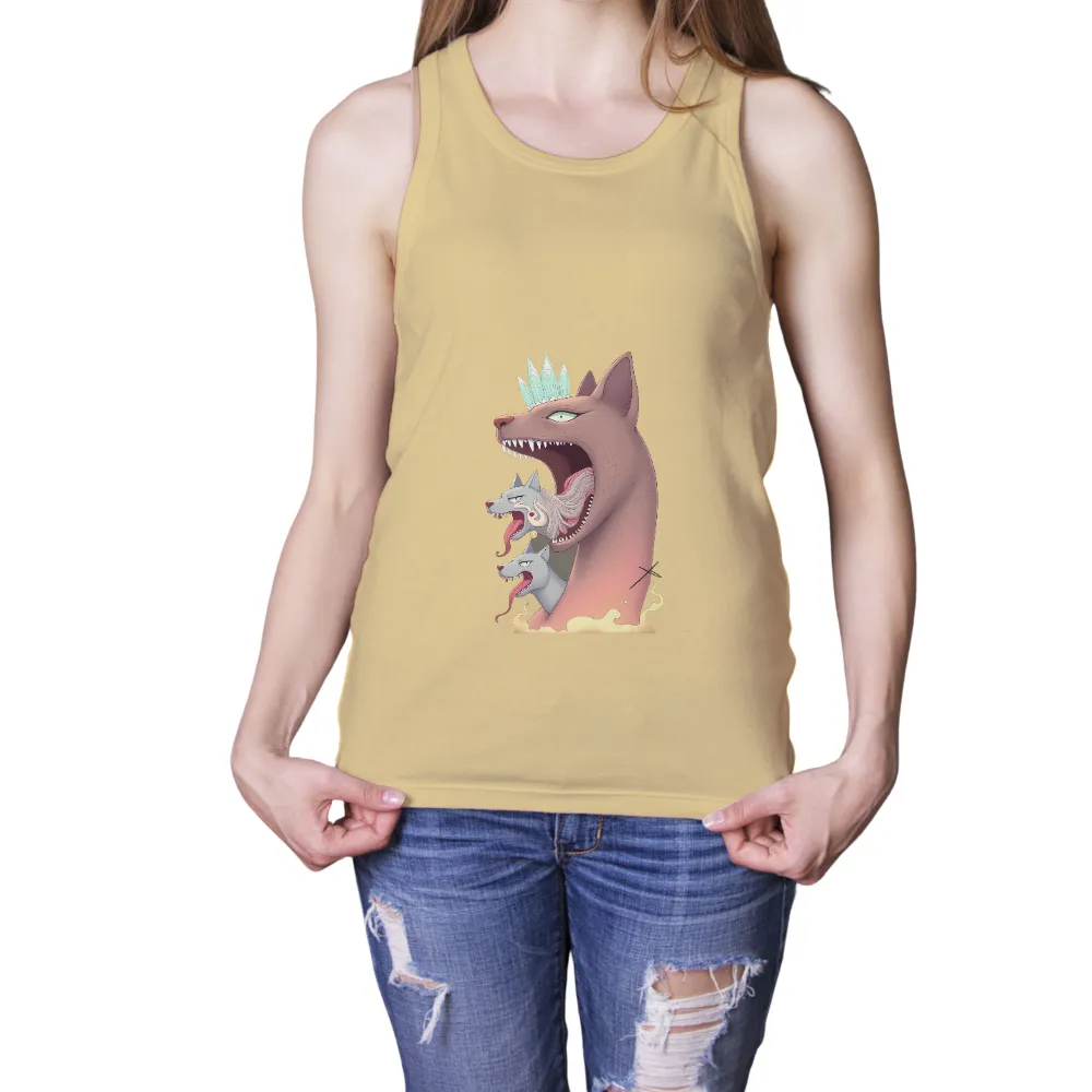 Cerberus Tee Shirt Printing | Mythological Art & Fantasy Design|Cerberus with crystal crown