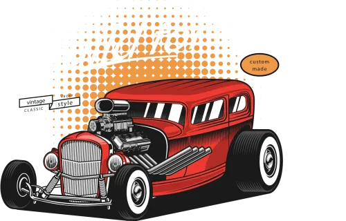 T-Shirts Design: Built for Speed - Hot Rod Vintage Style