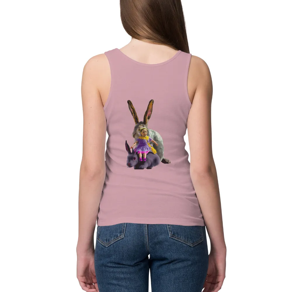 T-Shirts Custom: Whimsical Adventure with Magical Rabbits|men's art cotton colorful printed loose casual shirts