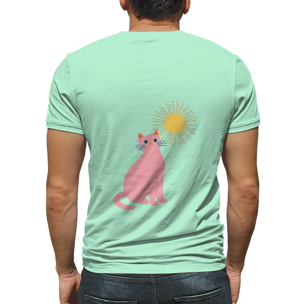 Custom T-Shirt Printing: Pink Cat and Sun - Hope and Happiness|sun of a beach t shirt price