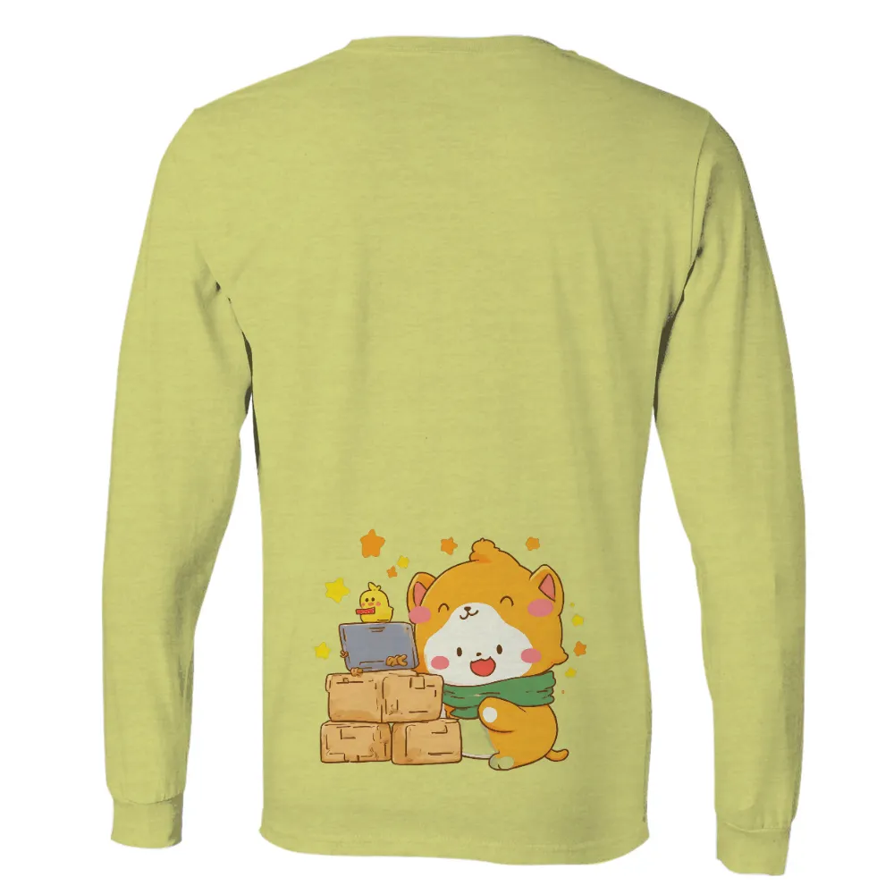 T-Shirts Design: Whimsical Animal Character with Cardboard Boxes| whimsical atmosphere