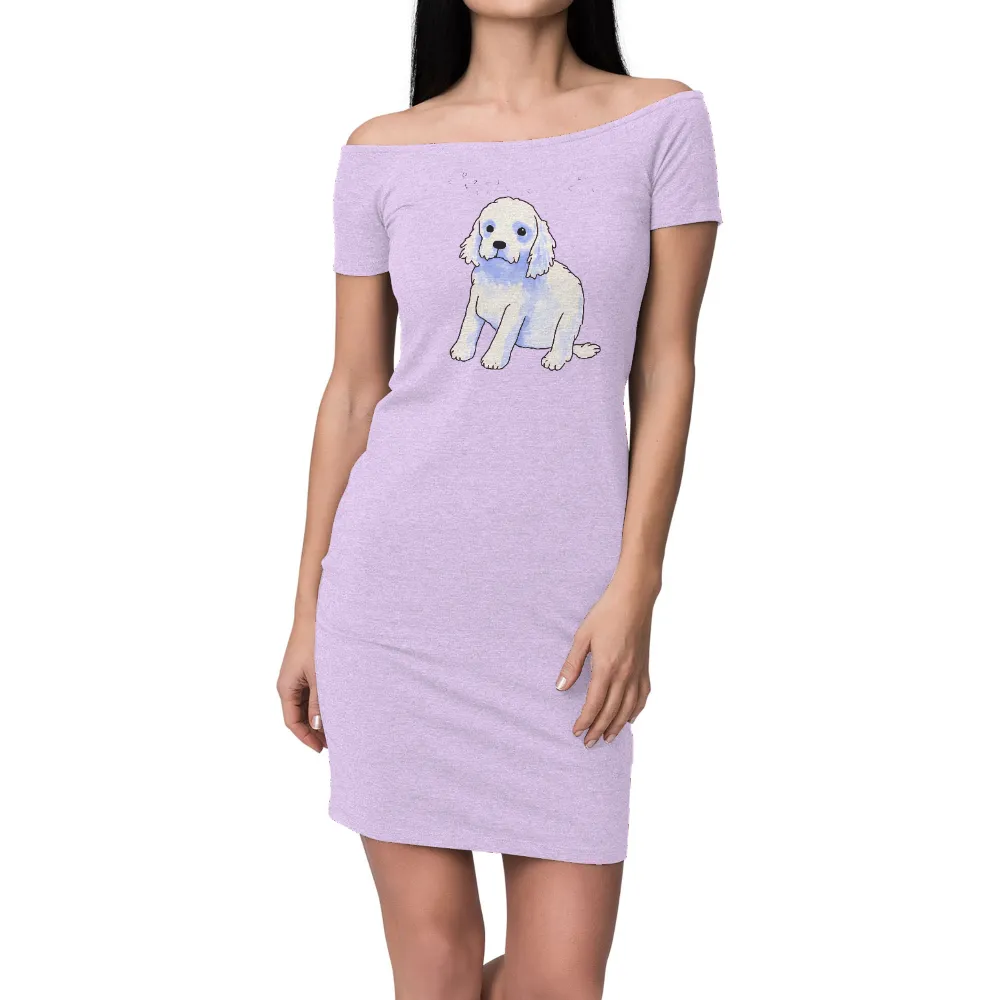 Tee Shirts Printed: Fluffy Dog Watercolor Design|men's haggar classic fit premium comfort spread collar dress