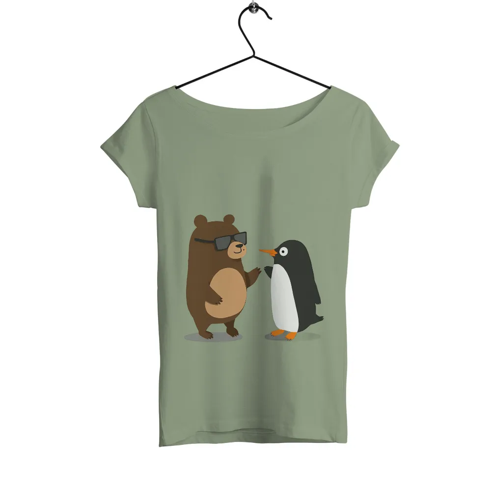 T-Shirts Design: Cool Bear and Curious Penguin - Friendship Beyond Boundaries|bear beer pocket shirt