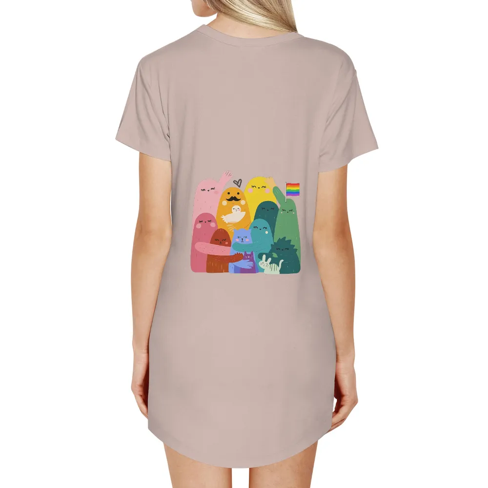 TShirt Printing: Whimsical Creatures Embracing Love and Unity|love today t shirt