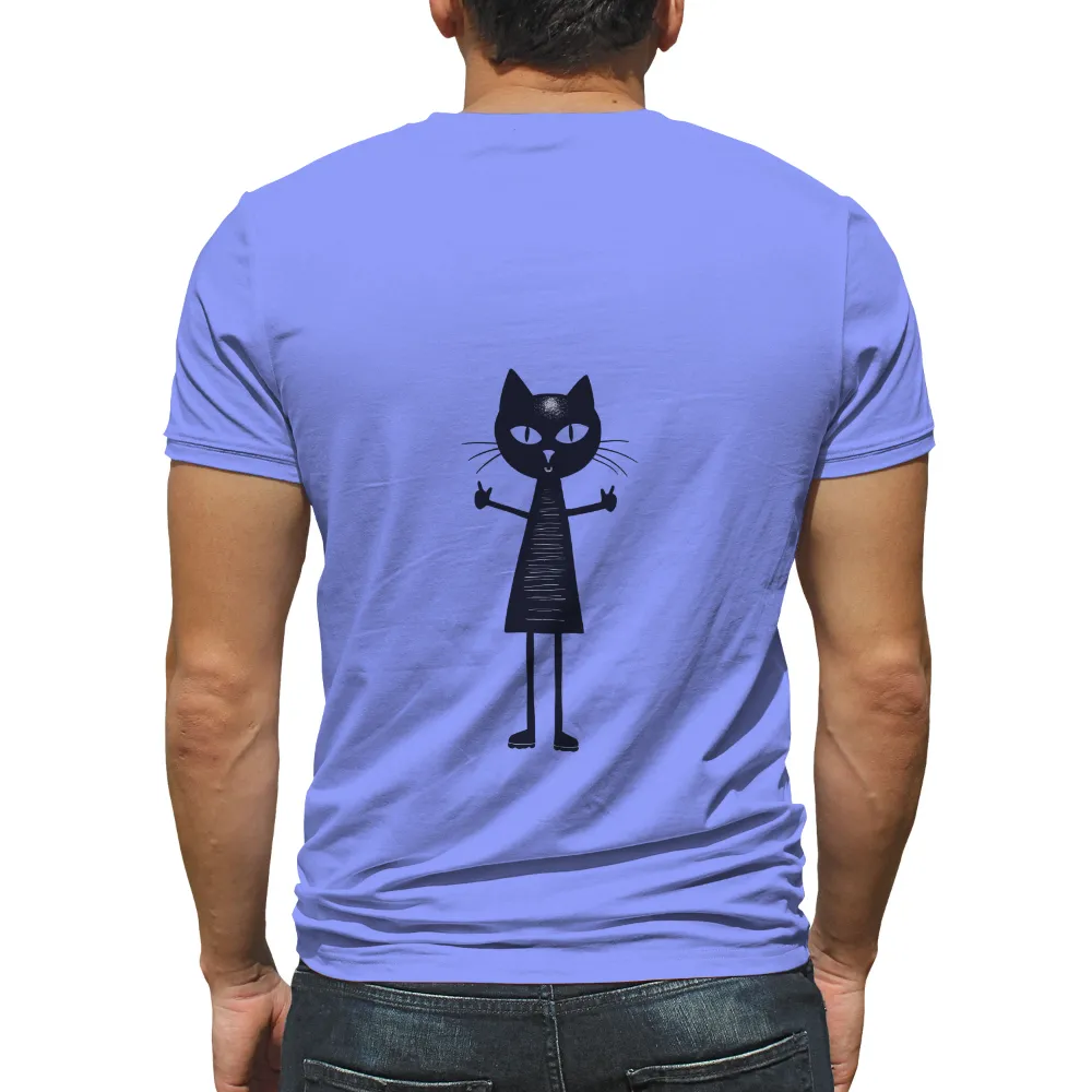 Customized Tee Shirts: Cyberpunk Cat Character with Glowing Symbol| glowing symbol on forehead