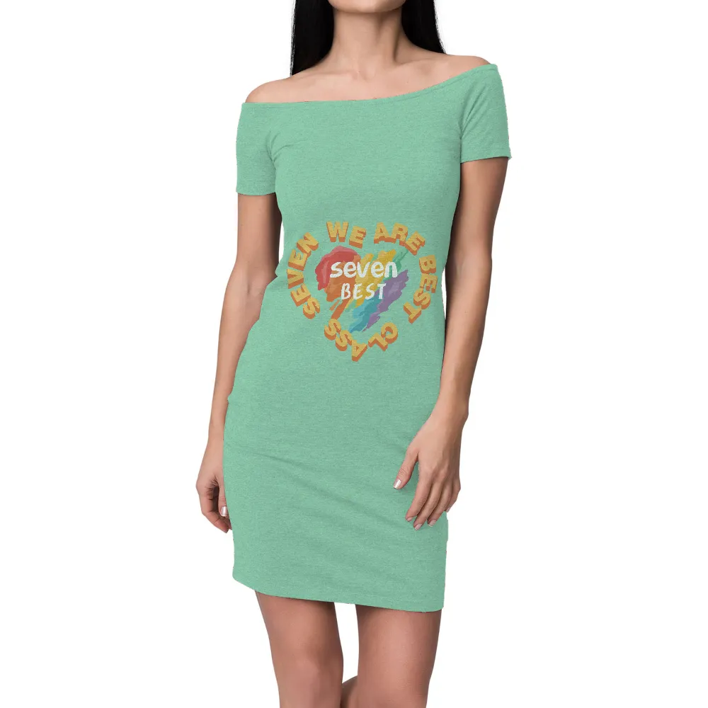 Custom Tee Shirts: Seven Best Friends United in Colorful Heart Design|rainbow sequin heart t shirt