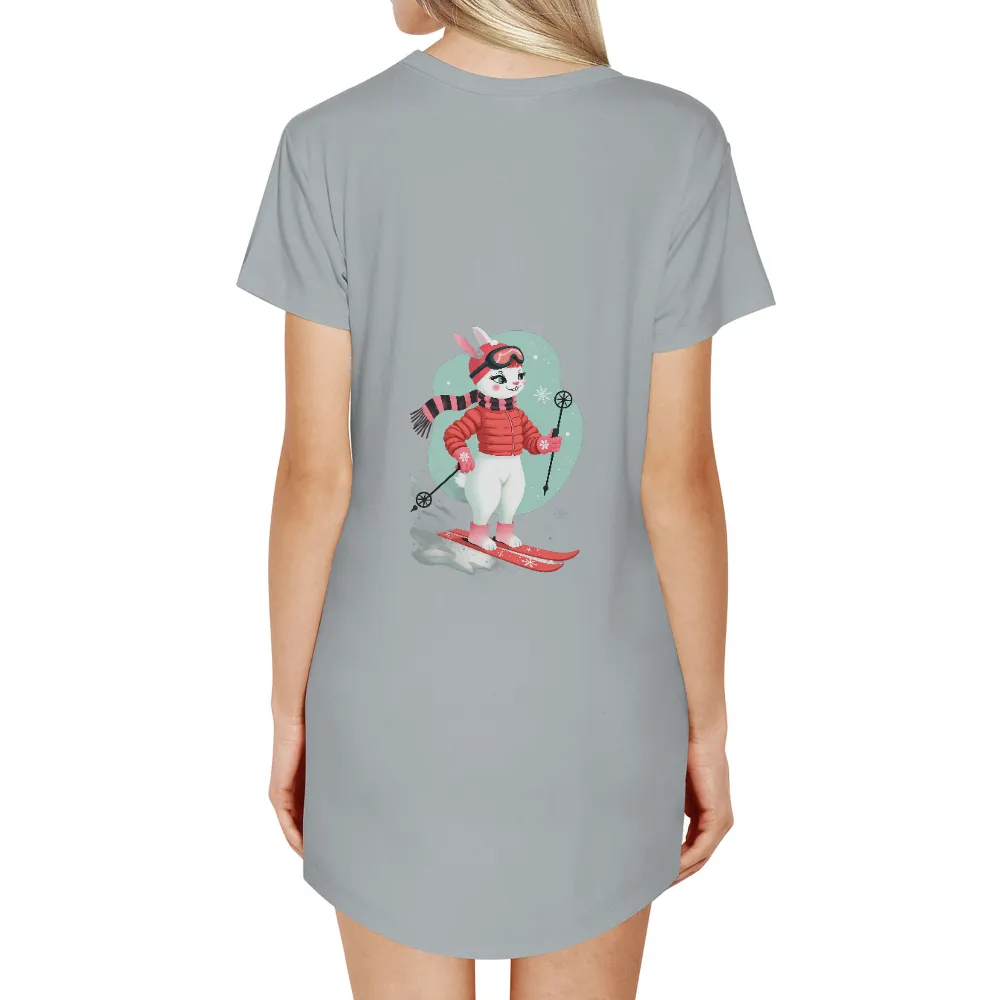 Tee Shirt Printing: Ski Bunny Adventure | Winter Sports Tee| Red ski jacket